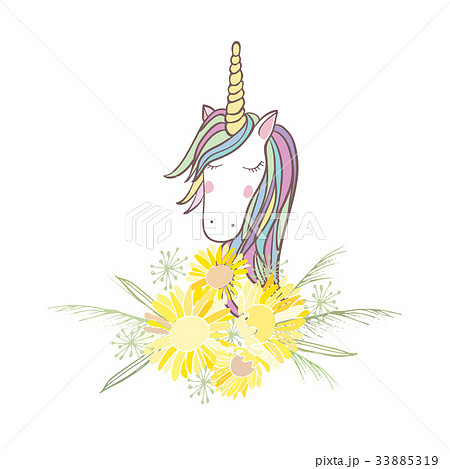 Retro style Illustration with flowers and animal Retro style Illustration with flowers and animal 33885319