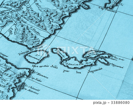 古地図 千島列島の写真素材