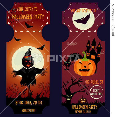 Ticket Halloween Party. Invitation template 33886215