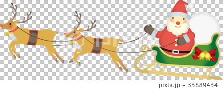 拉扯雪橇的馴鹿和聖誕老人 33889434