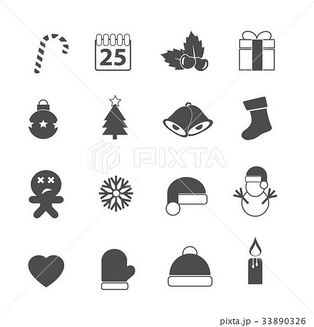 christmas icons set vector 33890326