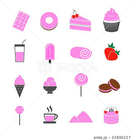 dessert strawberry flavor icons set vector dessert strawberry flavor icons set vector 33890327