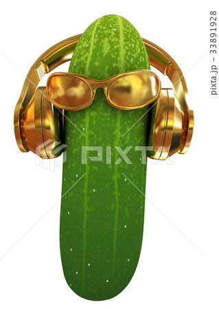 cucumber with sun glass and headphones 33891928