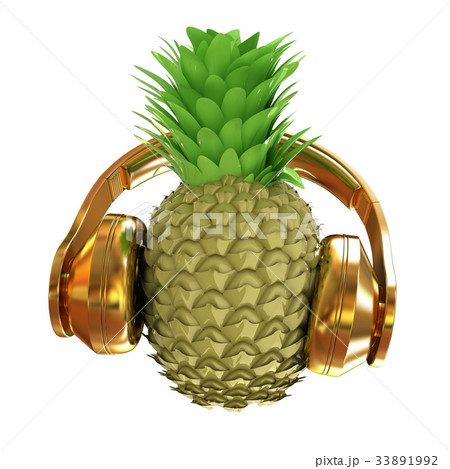 Fashion gold pineapple with headphones Fashion gold pineapple with headphones 33891992