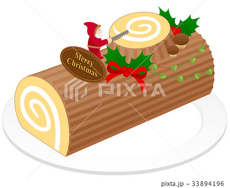 クリスマスケーキ ブッシュドノエル のイラスト素材
