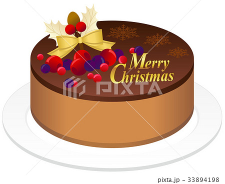 クリスマスケーキ チョコレートムース のイラスト素材 33894198 Pixta
