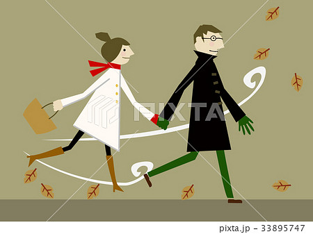 初冬のイメージ カップルのイラスト素材