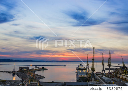 Industrial commercial port at sunset, Ancona Italy Industrial commercial port at sunset, Ancona Italy 33896764
