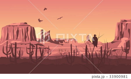 Cartoon illustration of prairie wild west. Cartoon illustration of prairie wild west. 33900981