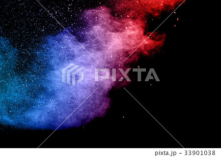 color powder explosion on  black background 33901038