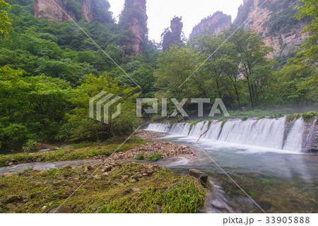 Waterfall in Golden whip stream at Zhangjiajie  33905888