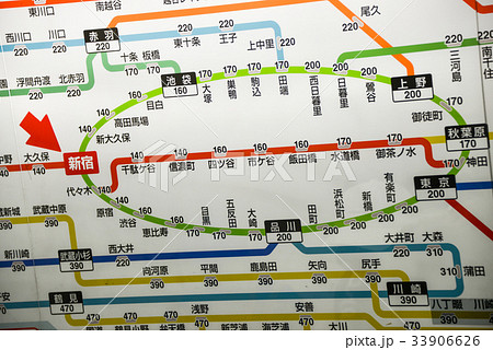JR新宿駅路線図料金表 33906626