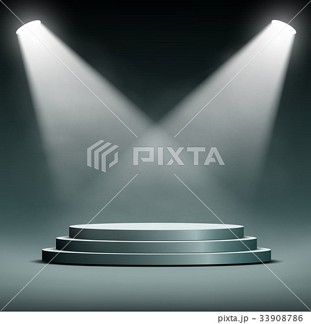 two spotlights illuminate the podium with steps two spotlights illuminate the podium with steps 33908786