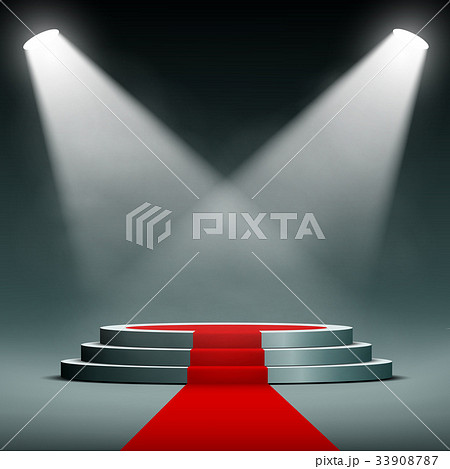 spotlights illuminate the pedestal with red carpet spotlights illuminate the pedestal with red carpet 33908787