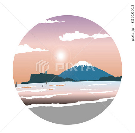 江の島 夜明け イラストのイラスト素材