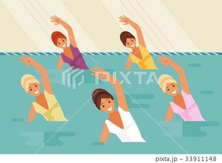 Synchronized swimming. Water aerobics Synchronized swimming. Water aerobics 33911148