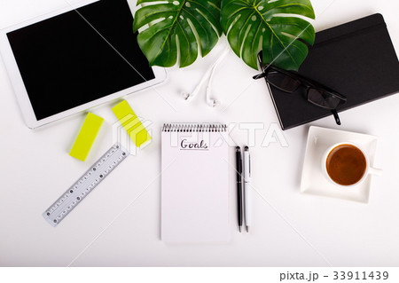 Modern white office desk Modern white office desk 33911439