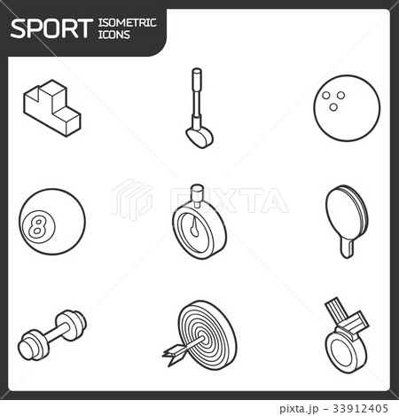Sport outline isometric icons 33912405