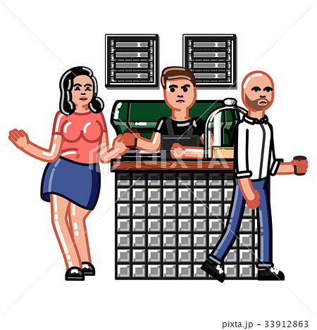Hipster baristas. Hand drawn style. Hipster baristas. Hand drawn style. 33912863