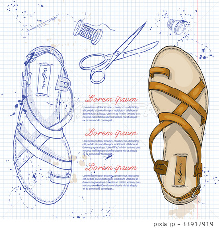 Fashion vector sketch womens shoes. Fashion vector sketch womens shoes. 33912919