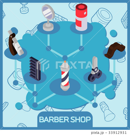 Barber shop isometric concept 33912931