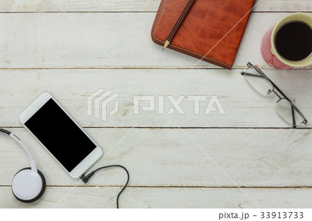 Top view of technology and office desk 33913733