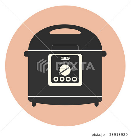 Flat kitchen multicooker machine icon, crockpot 33913929