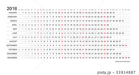 Creative wall calendar 2018 horizontal design Creative wall calendar 2018 horizontal design 33914887