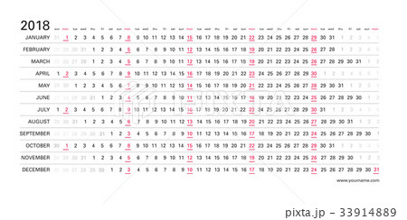 Creative wall calendar 2018 horizontal design 33914889