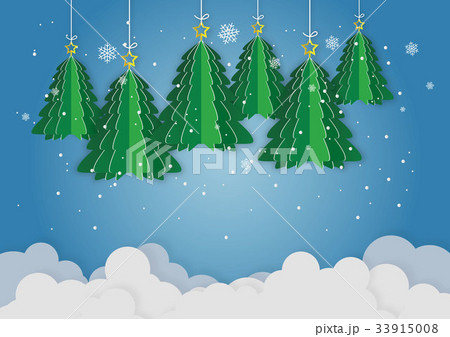 Origami made christmas tree and snow flake Origami made christmas tree and snow flake 33915008