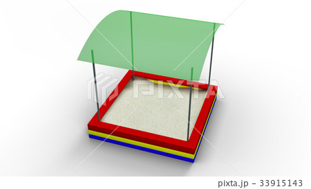 Sandbox with roof isolated 3d illustration render 33915143