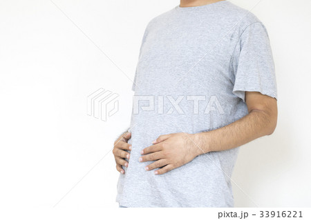 毛深い男性 お腹の写真素材