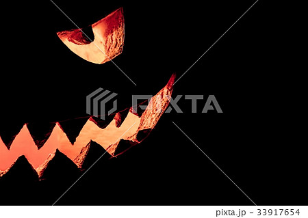 Halloween pumpkin half face smile fire eyes mouth 33917654