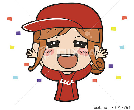 赤いユニフォームを着た女の子のイラストのイラスト素材