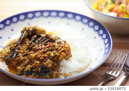トマトとナスのキーマカレー 33918073