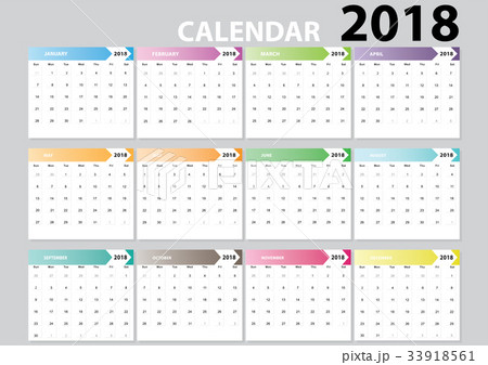 Set desk calendar 2018 design set of 12 months. 33918561