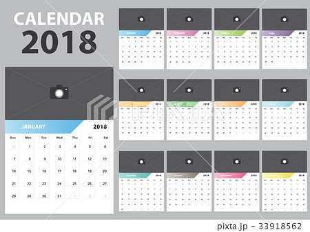 Set desk calendar 2018 design set of 12 months. 33918562