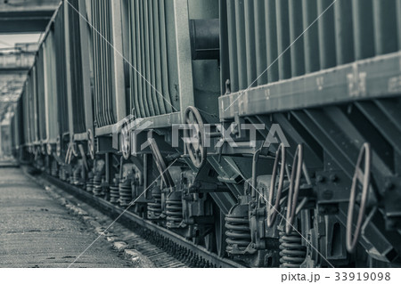 Green cargo wagons close up Green cargo wagons close up 33919098