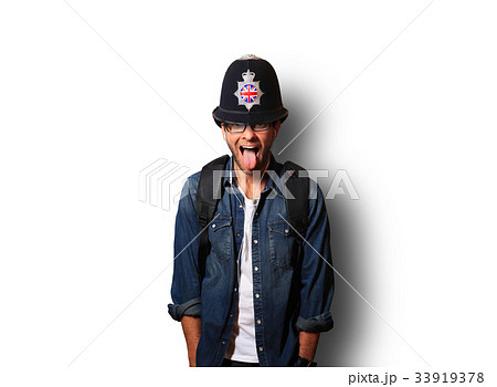 Young man in a helmet of the British policeman 33919378