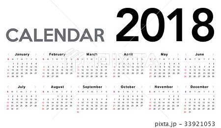 Calendar 2018. Week starts from Sunday Calendar 2018. Week starts from Sunday 33921053