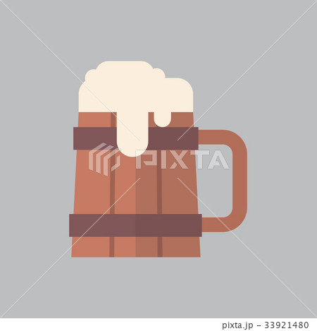 Wooden Beer Mug Icon Oktoberfest Festival Concept 33921480