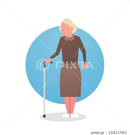 Senior Woman With Stick Grandmother Gray Hair Senior Woman With Stick Grandmother Gray Hair 33921563