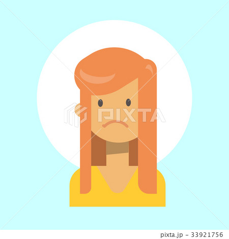 Female Sad Emotion Profile Icon, Woman Cartoon 33921756