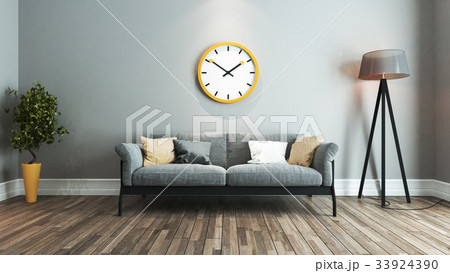 living room interior design idea with big watch 33924390