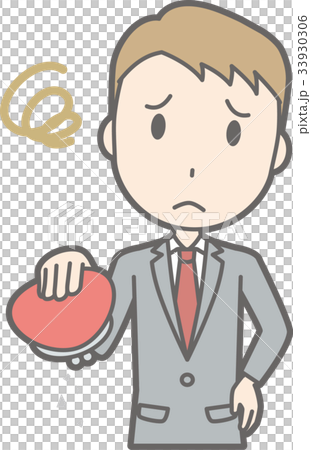 スーツを着たビジネスマンが空の財布を持っているイラストのイラスト素材