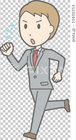 スーツを着たビジネスマンが急いで走っているイラスト スーツを着たビジネスマンが急いで走っているイラスト 33930353