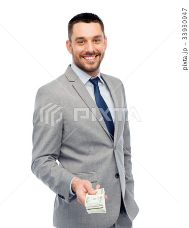 smiling businessman with american dollar money 33930947