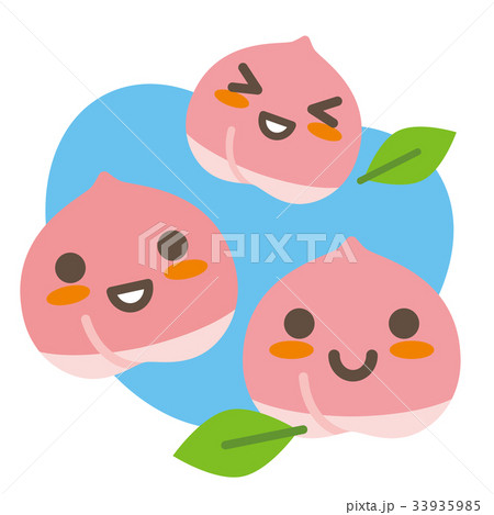 桃の親子 空色 のイラスト素材 桃の親子 空色 のイラスト素材