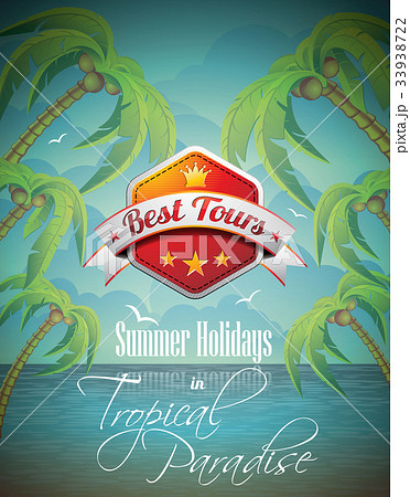 Vector Summer Holiday Flyer Design with palm trees 33938722