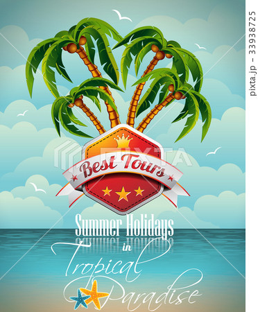 Vector Summer Holiday Flyer Design with palm trees Vector Summer Holiday Flyer Design with palm trees 33938725